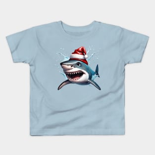 Santa Jaws Christmas Shark Cartoon Art Kids T-Shirt